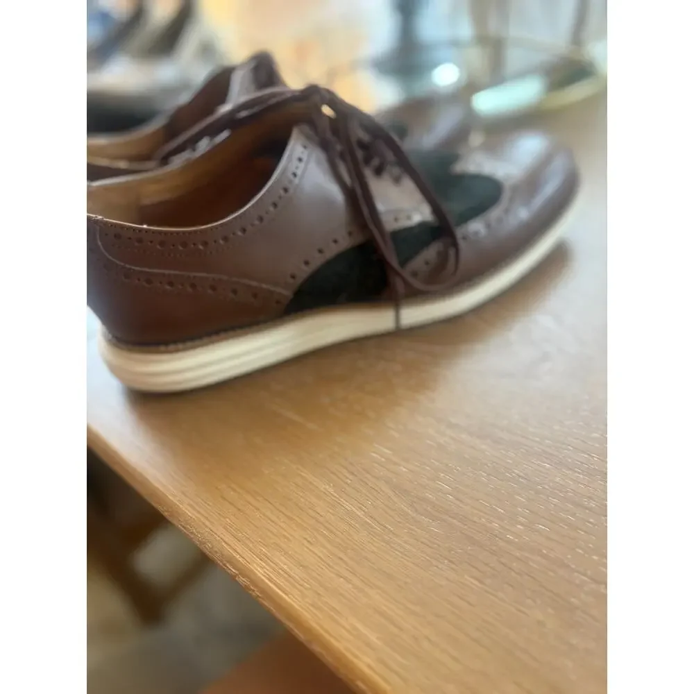 Cole Haan ØriginalGrand Wingtip Oxford Men's Shoes Brown Leather White Sole 9.5